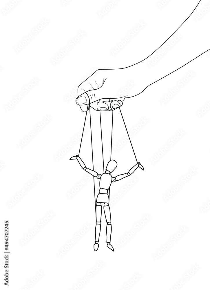 string puppet manitpulation. Thread control puppeteer hand