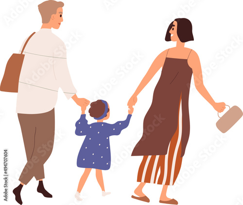 Happy Family Parent and Kid Cartoon Illustration