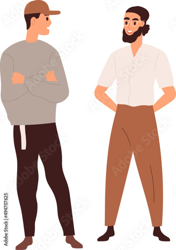 Men Friends Chatting Cartoon Illustration