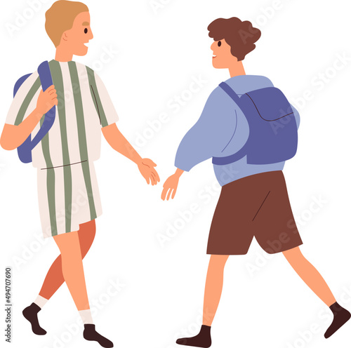 Junior School Kids with Schoolbags Cartoon Illustration