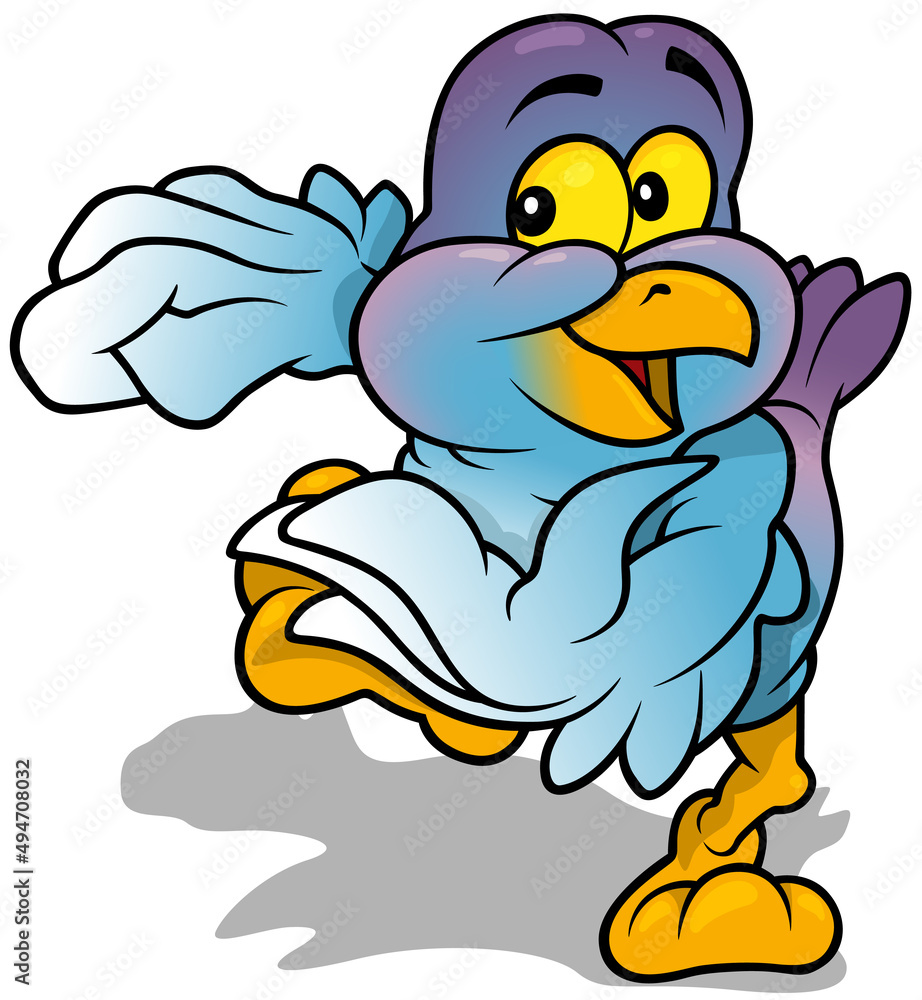 Cute Smiling Blue-purple Bird - Colored Cartoon Illustration Isolated on White Background, Vector Cute Smiling Blue-purple Bird - Colored Cartoon Illustration Isolated on White Background, Vector