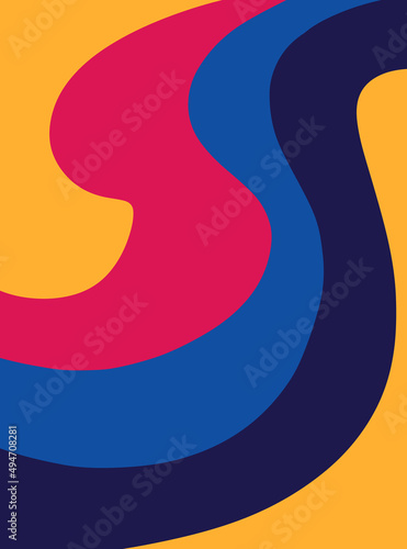 Vertical background with abstract waves in bright colors. Vector illustration in modern art style