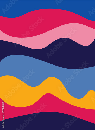 Vertical background with abstract waves in bright colors. Vector illustration in modern art style © Ira