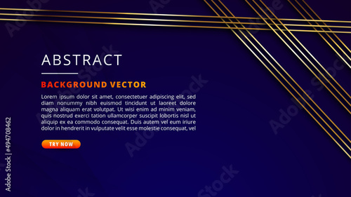 Luxury blue background with gold line, abstract square shape and scratches effect, dynamic for business or sport banner concept.