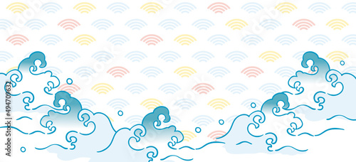 波柄　和風　背景イラスト