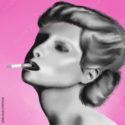 portrait of a woman with cigarette