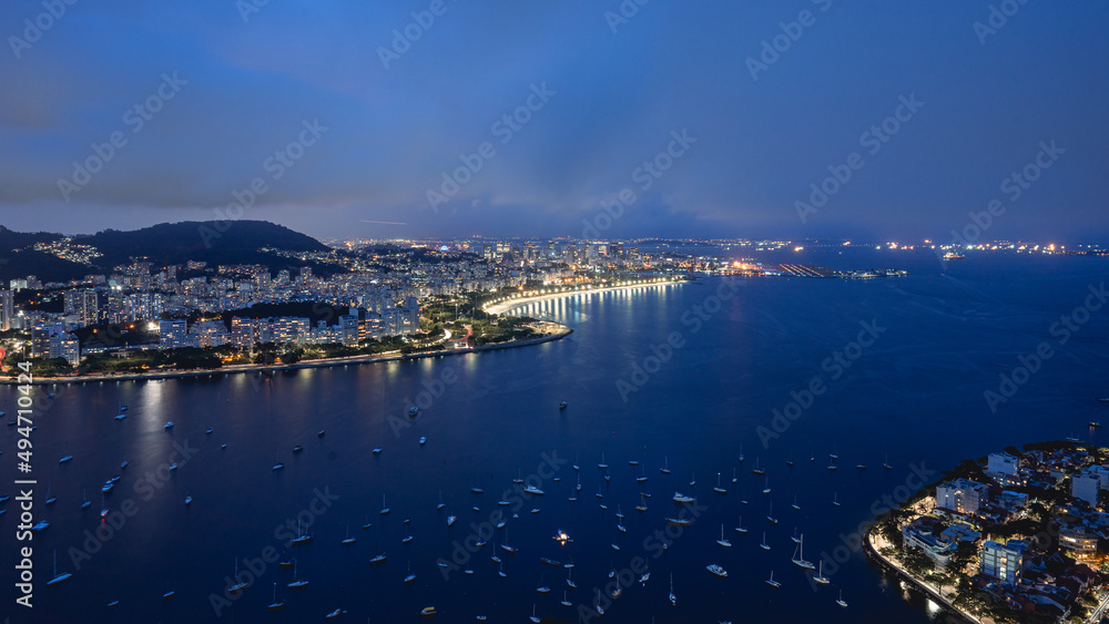 Rio de Janeiro by night. Viewpoint from the Sugarloaf Mountain.