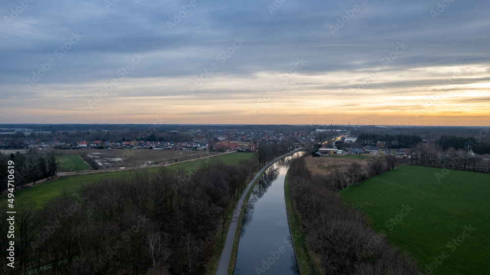 canal Dessel Schoten aerial photo in Rijkevorsel, kempen, Belgium, showing the waterway in the natural green agricultural landscape. High quality photo. High quality photo canal Dessel Schoten aerial photo in Rijkevorsel, kempen, Belgium, showing the waterway in the natural green agricultural landscape. High quality photo. High quality photo