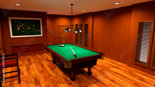 3D Rendering Billiard Room © photosvac