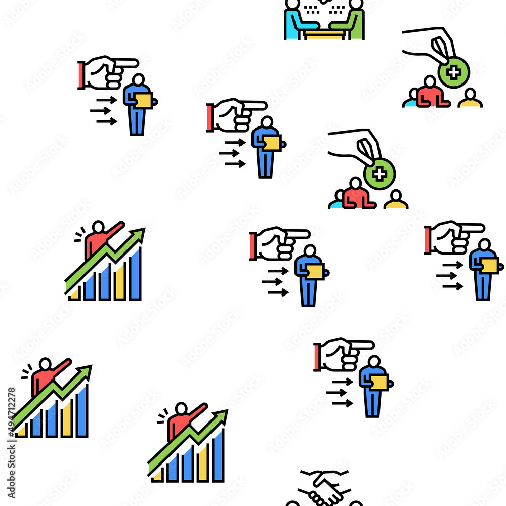 Business Situations Vector Seamless Pattern Thin Line Illustration