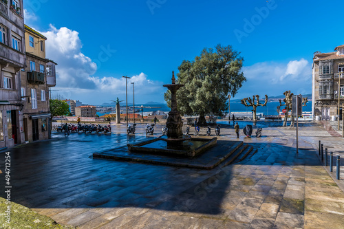 A view across the Fishermens Plaza in Vigo, Spain on a spring day photo