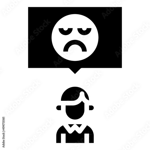 SAD glyph icon,linear,outline,graphic,illustration