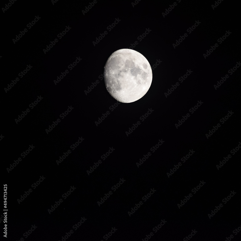 Obraz premium Moon Timelapse, Stock time lapse : Full moon rise in dark nature sky, night time. Full moon disk time lapse with moon light up in night dark black sky. High-quality free video footage or timelapse