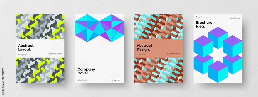 Colorful banner design vector template collection. Trendy mosaic shapes poster layout composition.