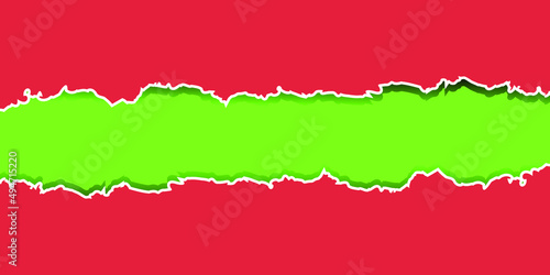 red and green torn paper effect banner free vector