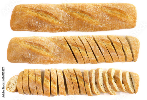 Ciabatta Brot, Weißbrot in Scheiben Panorama - Freigestellt