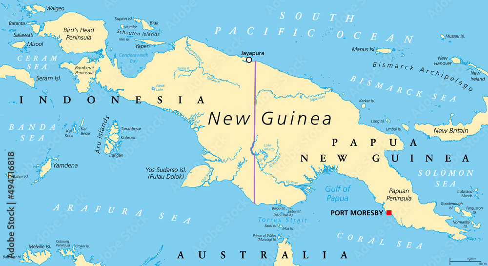 Obraz Na P Tnie New Guinea Political Map Nd Largest Island Of The