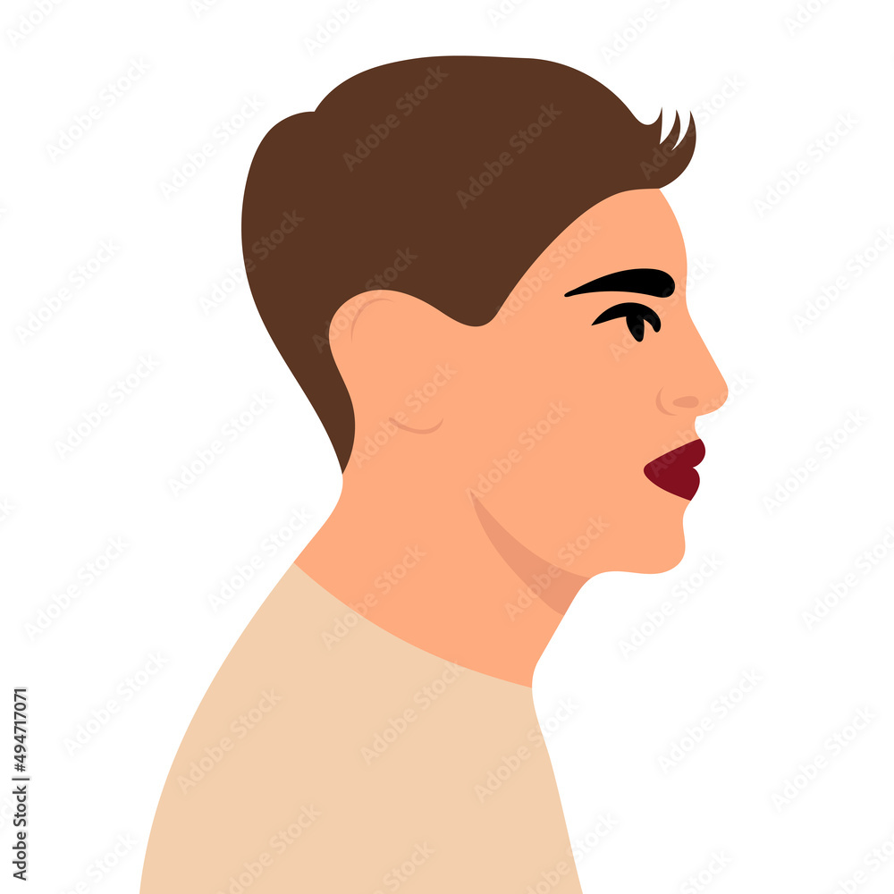 man portrait flat design, isolated, vector