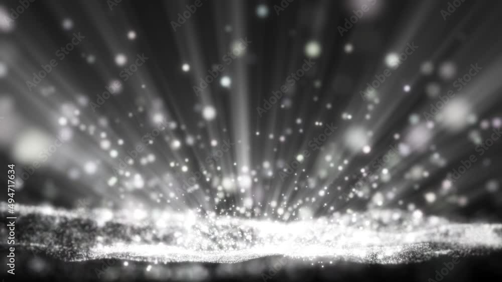Black and white Glitter light particles and shine light ray beam ...