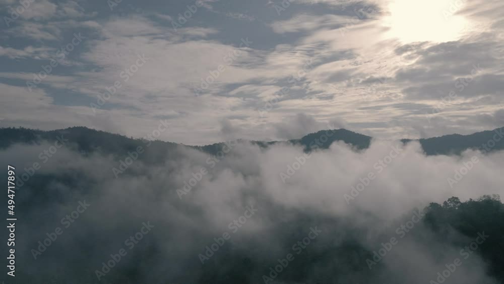 aerial view from drone beauty of nature in the morning mist on the mountain aerial view from drone beauty of nature in the morning mist on the mountain
