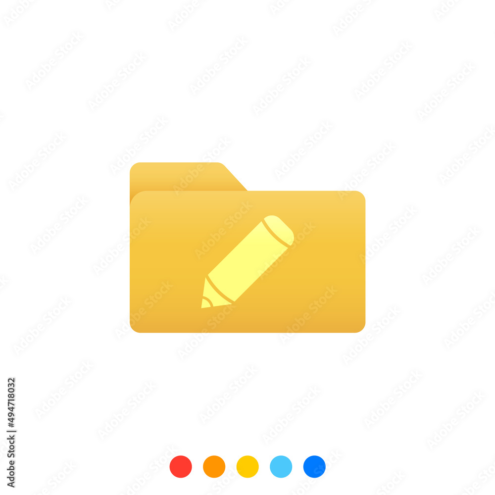 Flat folder design element with pencil symbol, Folder icon, Vector and Illustration. Flat folder design element with pencil symbol, Folder icon, Vector and Illustration.