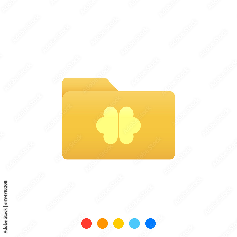 Flat folder design element with brain symbol, Folder icon, Vector and Illustration. Flat folder design element with brain symbol, Folder icon, Vector and Illustration.