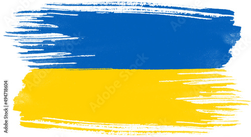 Colors of the flag of Ukraine painted with a brush, eps, illustration without background. Blue and yellow brush strokes