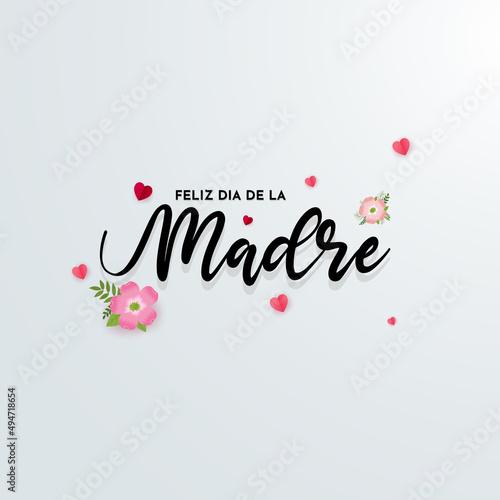 Elegant mother's day background with flower and hearts. Feliz dia de la madre design vector. Mother's day design vector