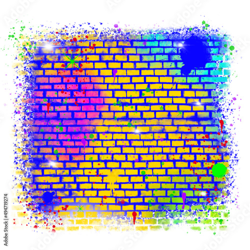 Colorful Brick Graffiti Wall Background