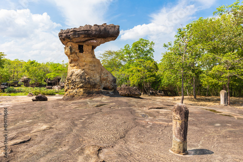 Nang Usa tower, sand stone pillar in Phu Phra Bat historical park, Udon Thani province, Thailand.