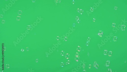 Soap Bubbles On Green Screen