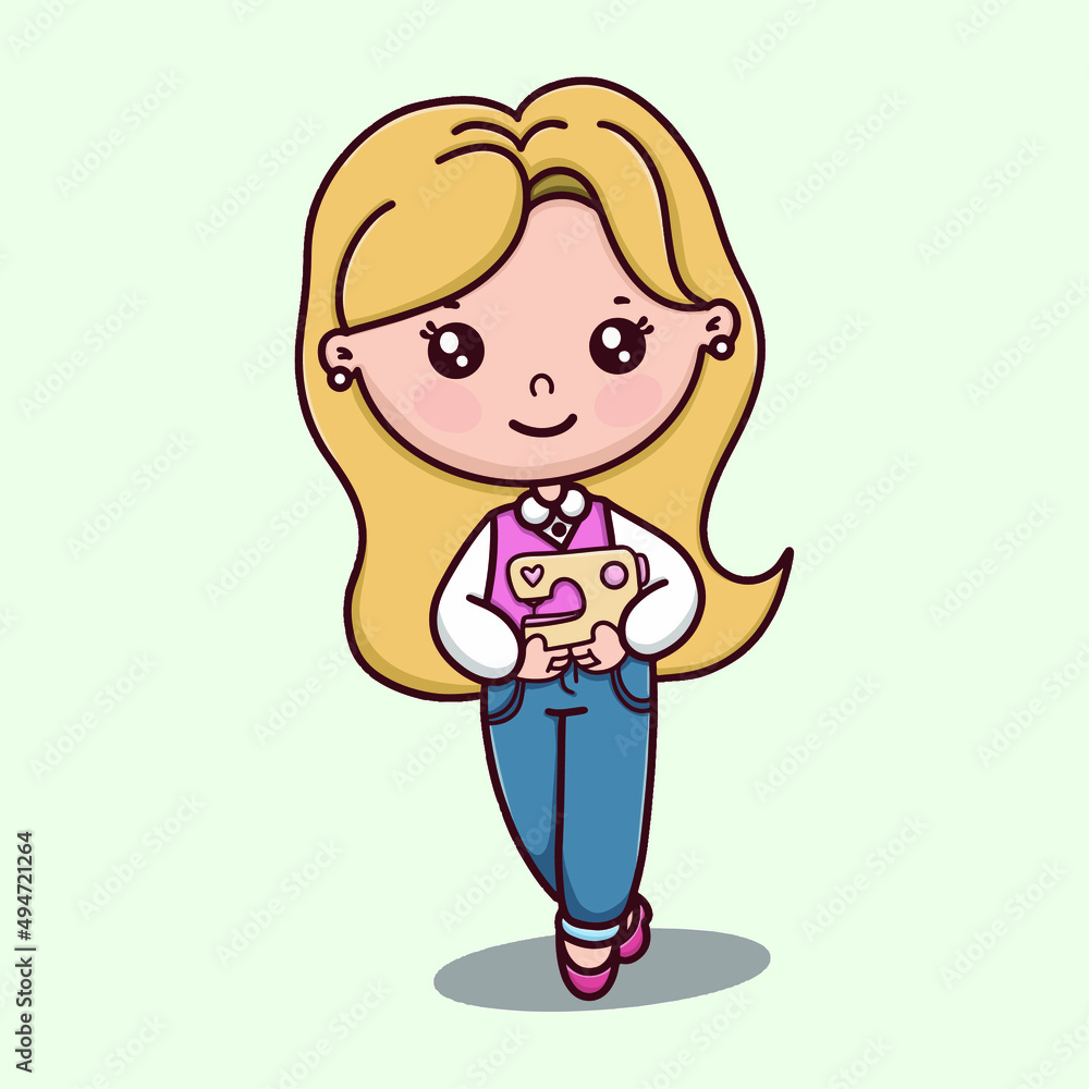 Cute artisan seamstress illustration Cute artisan seamstress illustration
