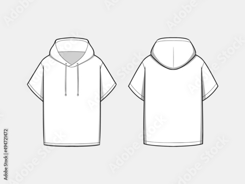 HOODIE T-SHIRT FRONT AND BACK VIEW