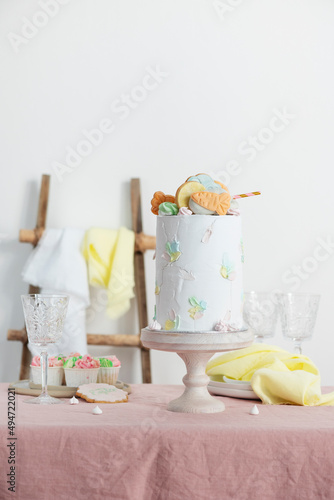 Sweet homemade cake with carrto cookies photo