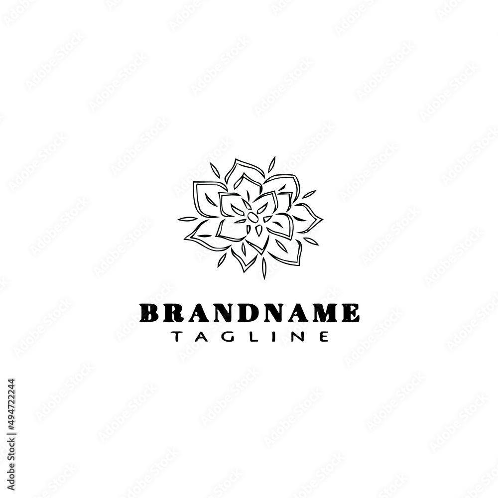 flower logo cartoon icon design template black isolated vector graphic
