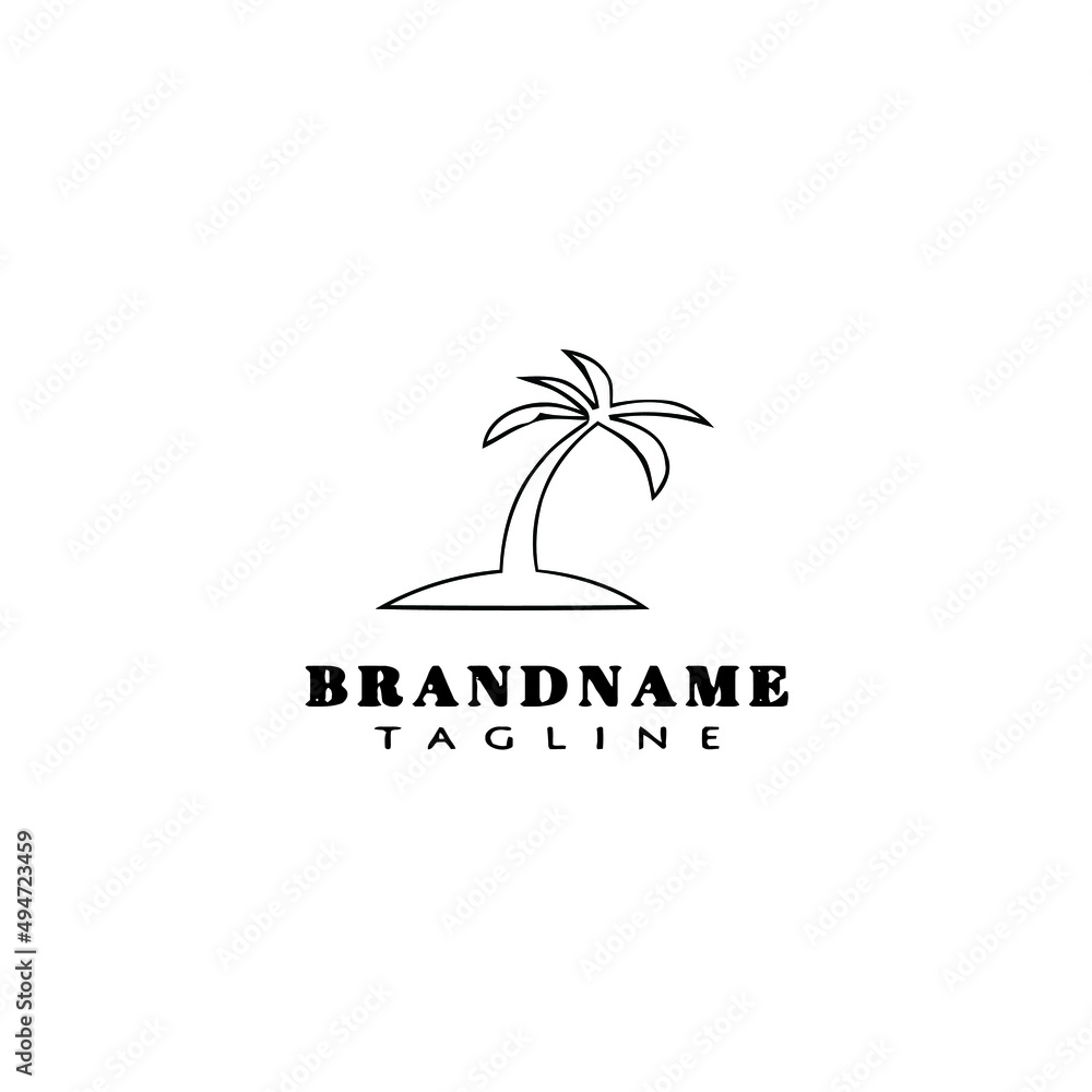 palm tree cartoon logo icon cute template vector illustration