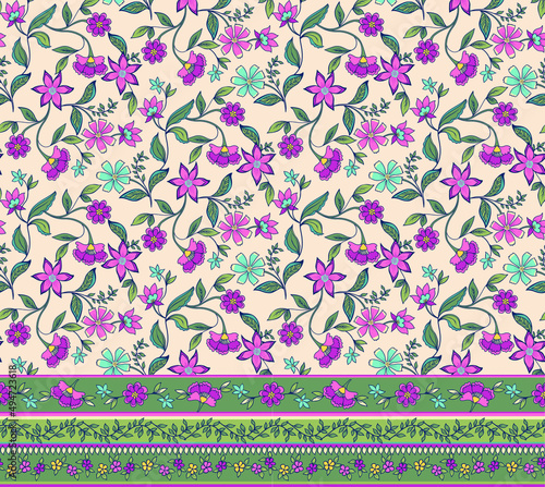 INDIAN BOHEMIAN SEAMLESS PATTERN WITH BORDER