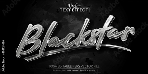 Silver text effect, editable shiny metallic color text style on dark textured background