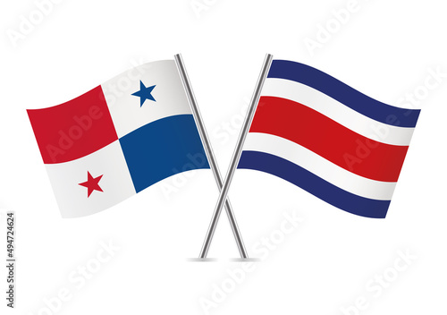 Panama and Costa Rica crossed flags. Panamanian and Costa Rican flags, isolated on white background. Vector icon set. Vector illustration. Free Download Panama and Costa Rica crossed flags. Panamanian and Costa Rican flags, isolated on white background. Vector icon set. Vector illustration. - GFXLoad