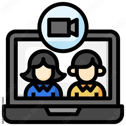 VIDEOCALL filled outline icon,linear,outline,graphic,illustration