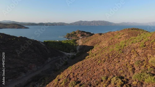 View of the river and forest surrounded by trees. Turkey, Marmaris, Bordubet bay. photo