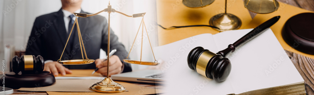 Male lawyer working with contract papers and wooden gavel on tabel in courtroom. justice and law ,attorney, court judge, concept. Male lawyer working with contract papers and wooden gavel on tabel in courtroom. justice and law ,attorney, court judge, concept.