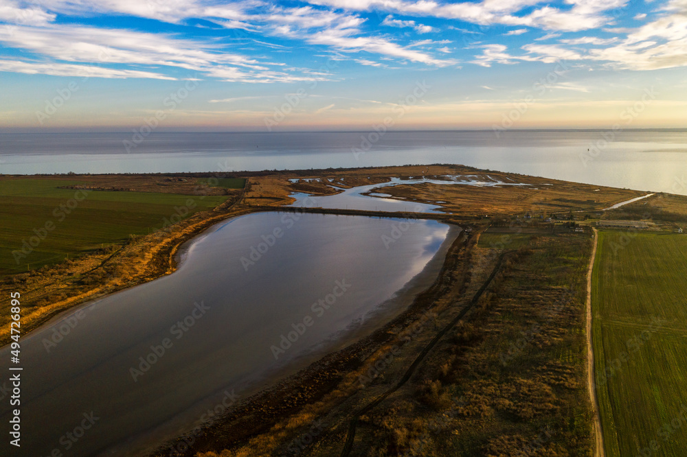 Scenic panoramic landscape of the sea coast of Ukraine. Cape Adjigol.