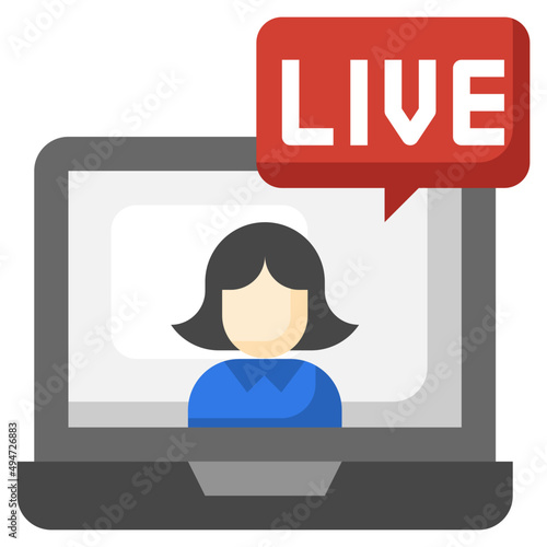 LIVE flat icon,linear,outline,graphic,illustration