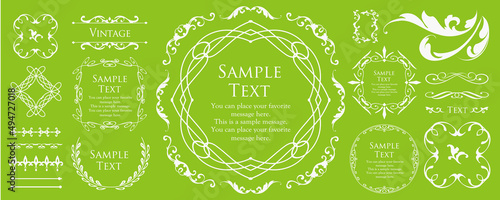 春の植物モチーフのフレームセット。ビンテージフラワー。装飾デザイン。流行りのあしらい