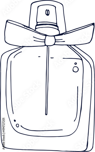 Perfume Bottle Contour Hand Drawn Illustration