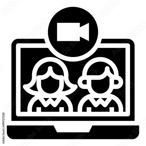 VIDEOCALL glyph icon,linear,outline,graphic,illustration