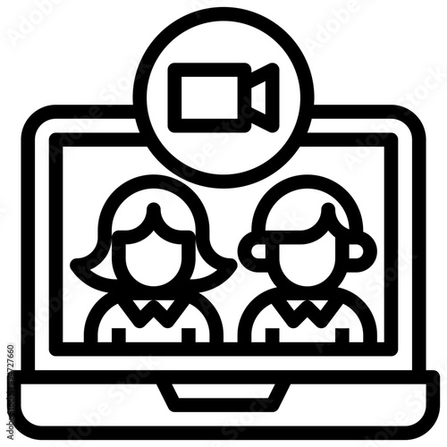 VIDEOCALL line icon,linear,outline,graphic,illustration