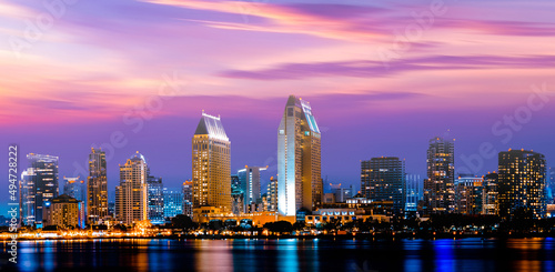 San Diego Skyline at Night , San Diego, California, USA © CK