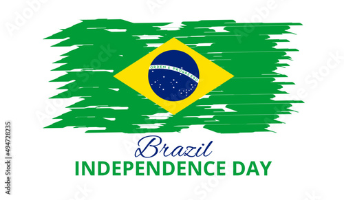 brazil independence day with flag isolated on white background